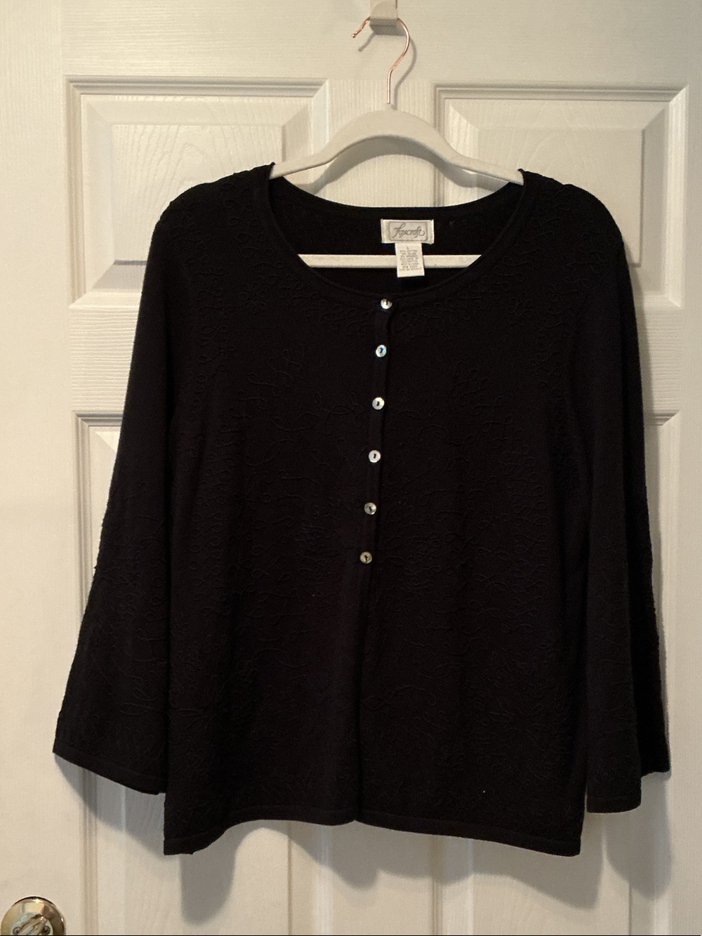 Foxcroft Black Button-Front Knit Top